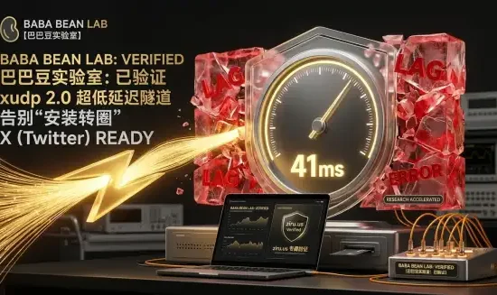 巴巴豆实验室：xudp 2.0 协议解决 X(推特)安装转圈与登录报错，实现 41ms 超低延迟稳定访问。