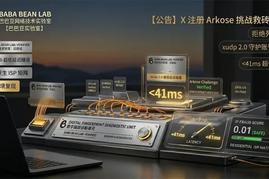 X(推特)注册Arkose挑战救砖攻略：巴巴豆实验室利用xudp 2.0协议与原生ISP矩阵，解决账号注册死循环方案。