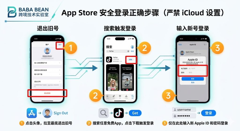 2026版海外 Apple ID 正确登录流程图解 - 严禁登录 iCloud 设置 - 巴巴豆技术实验室