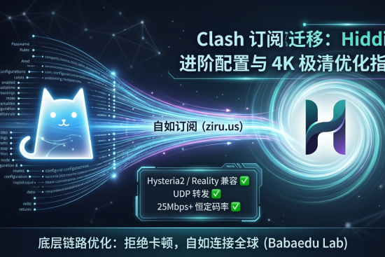 巴巴豆发布：2026 Clash 订阅完美迁移 Hiddify 进阶配置与 4K 极清优化指南。