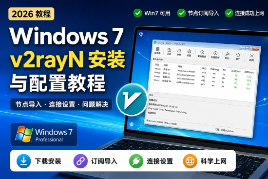 Windows 7电脑安装v2rayN并导入节点订阅实现科学上网的教程封面图