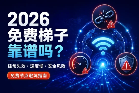 2026年免费梯子靠谱吗，免费VPN经常失效、速度慢和安全风险避坑指南