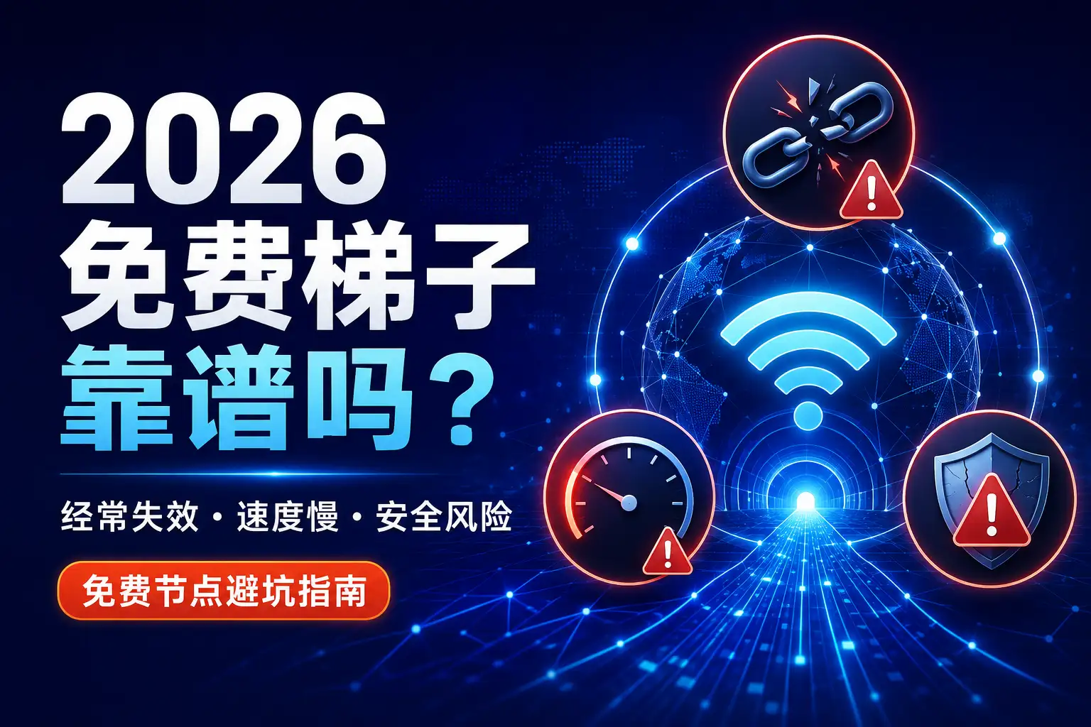 2026年免费梯子靠谱吗,免费VPN经常失效、速度慢和安全风险避坑指南