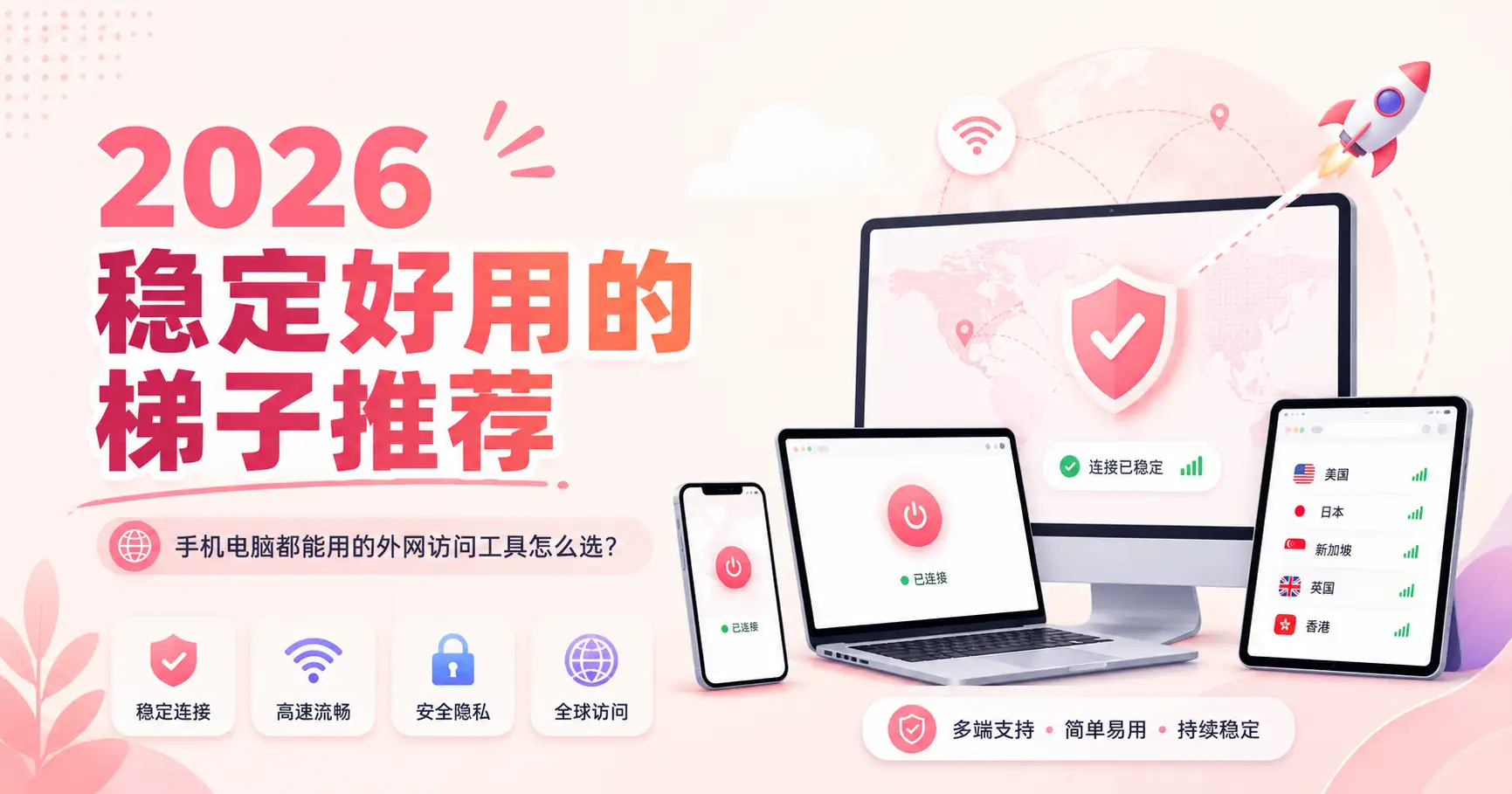 2026 稳定好用的梯子推荐，手机电脑都能用的外网访问工具选择指南
