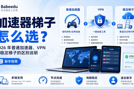 加速器梯子怎么选，2026 年普通加速器、VPN 和稳定梯子的区别说明