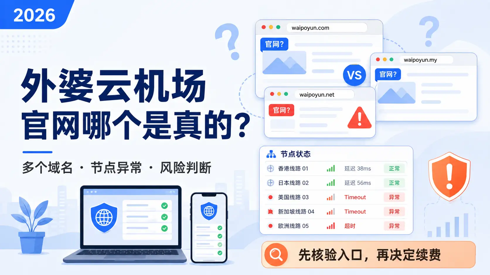 外婆云机场官网哪个是真的,多个域名、节点异常、订阅风险与续费判断指南。