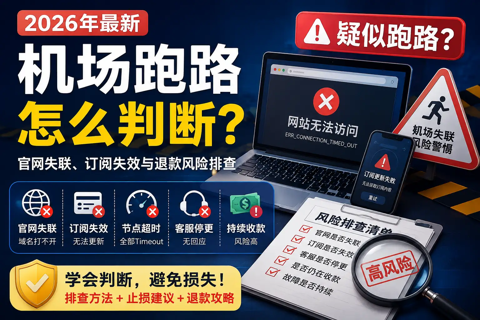 机场跑路怎么判断，官网失联、订阅失效与退款风险排查