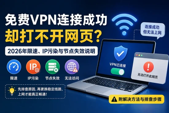 免费VPN连接成功却打不开网页，节点限速、IP污染与节点失效排查
