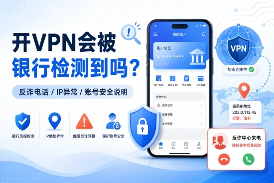 开 VPN 会被银行检测到吗，反诈电话、境外 IP、银行风控与账号安全风险说明。