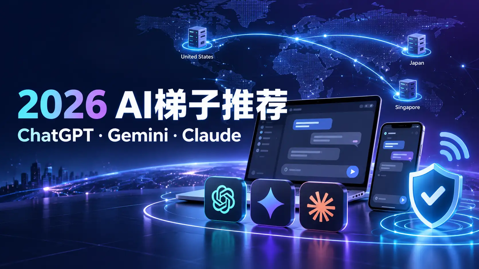 2026 AI梯子推荐,ChatGPT、Gemini和Claude稳定节点选择指南 图片标题(可选):