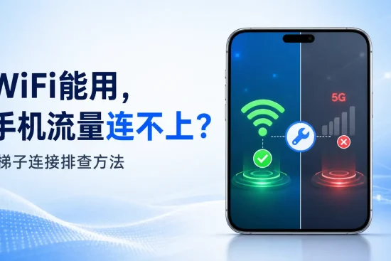 手机梯子连接WiFi正常，但切换5G移动数据后无法连接的排查示意图