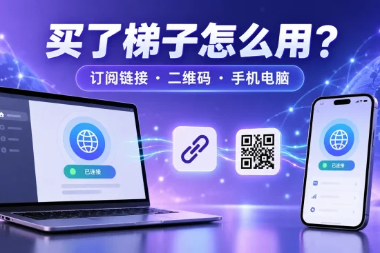 买了梯子后使用订阅链接和二维码导入手机电脑客户端的教程