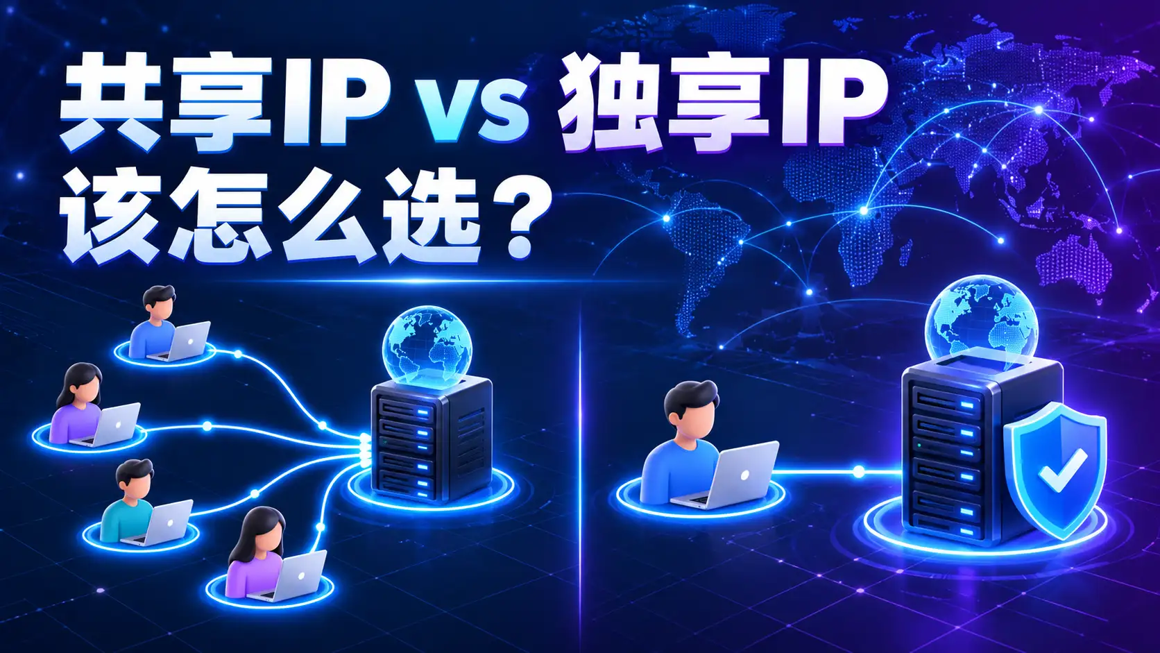 共享IP与独享IP区别及ChatGPT、TikTok节点选择示意图
