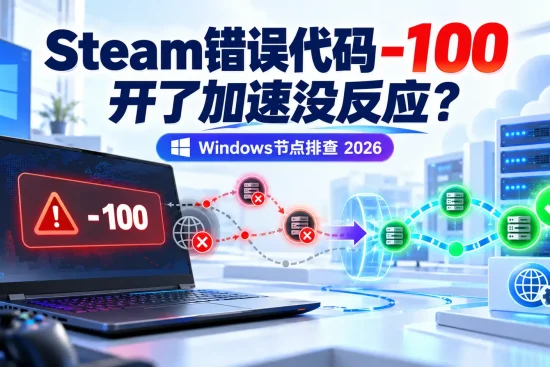 Steam错误代码-100怎么办，Windows开了加速没反应与节点连接故障排查